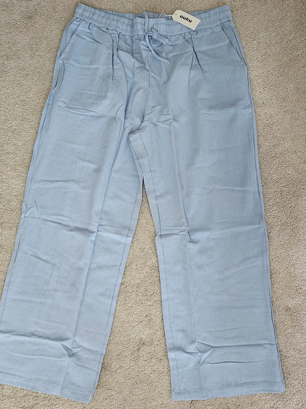 Light Blue Men's Linen-Blend Pants, Joggers, Sweatpants NWT - 3XL